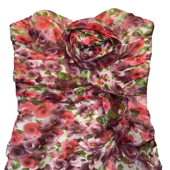 NEW Alessandra Rich Floral Silk Georgette Bustier Mini Dress Antique Rose Size 4 - Picture 8 of 14